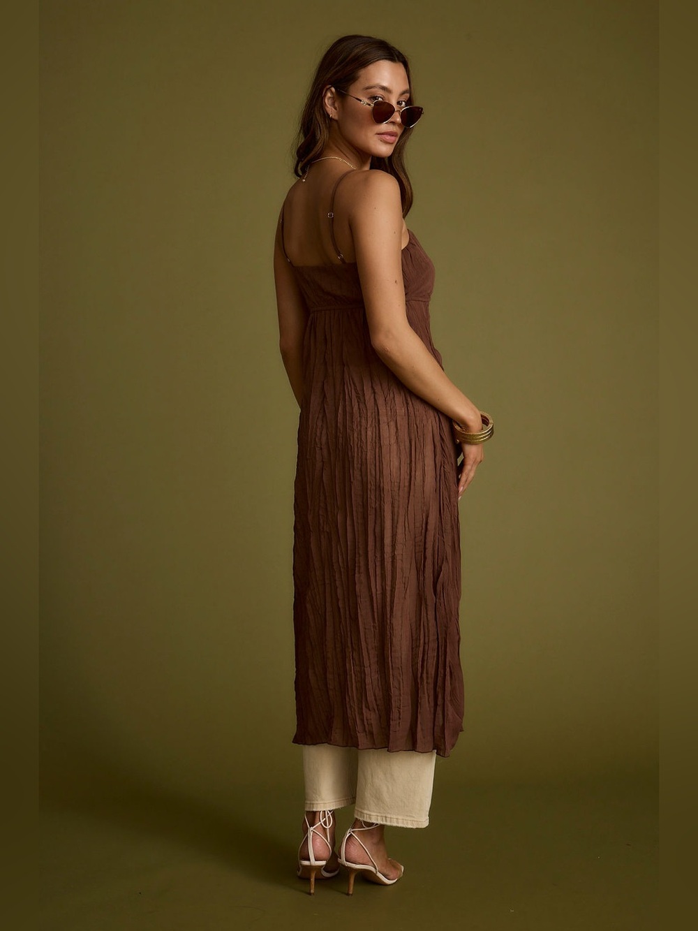12th Tribe Mischa Brown Longline Cami Top in Brown - Size XS - Picture 5 of 14